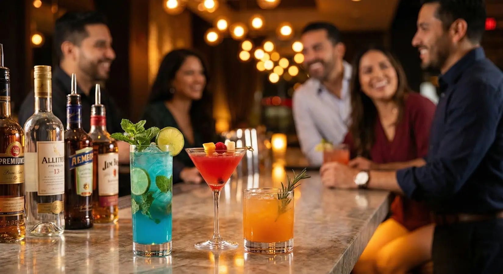 Cocteles en barra de evento